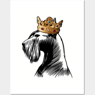 Giant Schnauzer Dog King Queen Wearing Crown Posters and Art